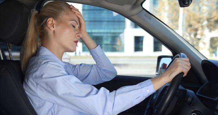 Woman stressed during commute