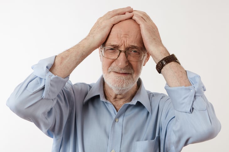 Stressed man in retirement