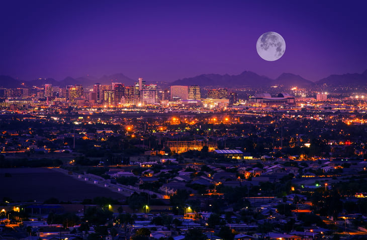 Night view of Phoenix Arizona