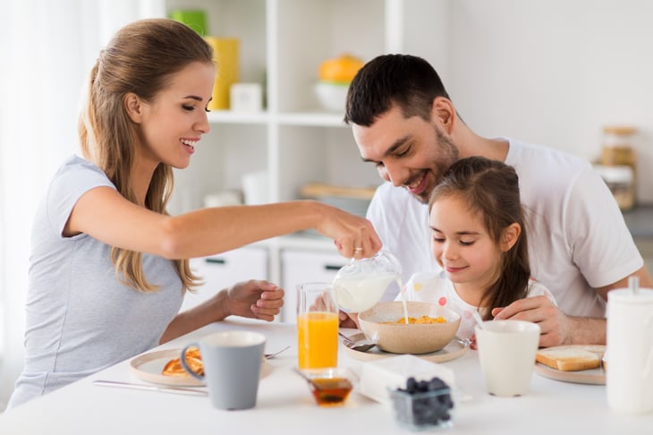 Family eating breakfast
