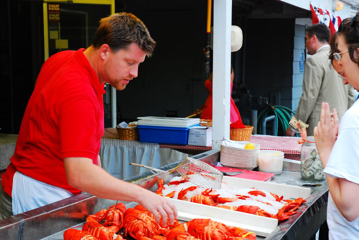 Man selling lobster