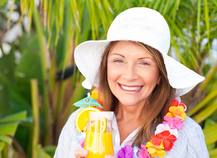 Retiree at a beach party