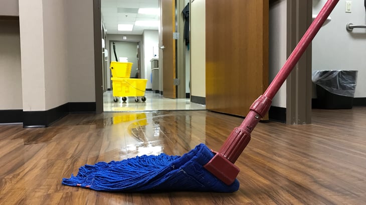 Mop with a bucket in the background