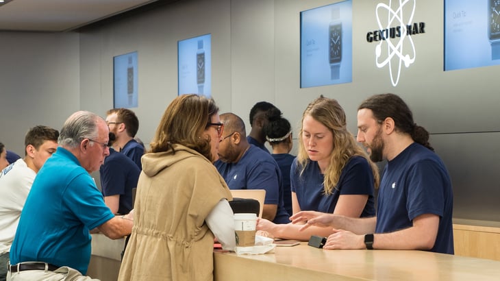 Shoppers at the Apple store