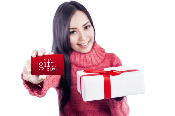 Woman with gift card