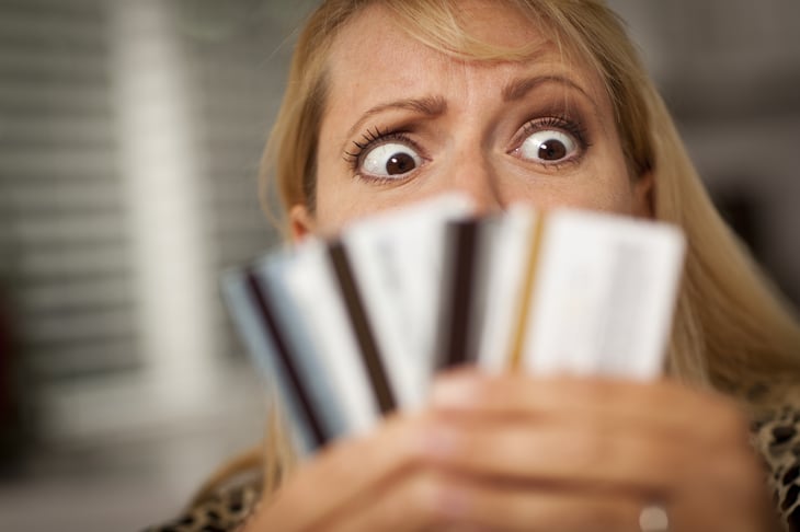 Woman with credit cards
