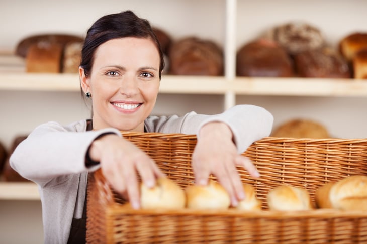 Woman working in a bakery