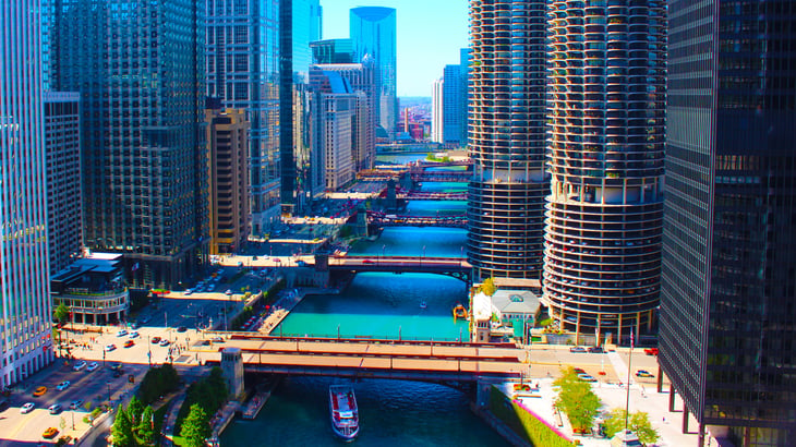 The Chicago River in downtown Chicago