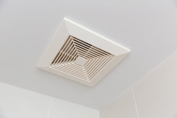 Air ventilation moisture duct in bathroom