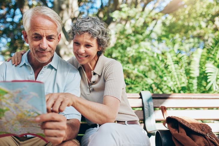Couple studying a map