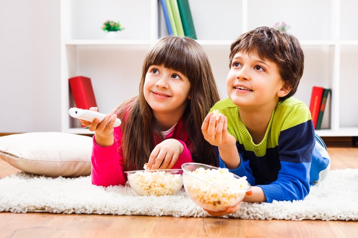 Children watching TV