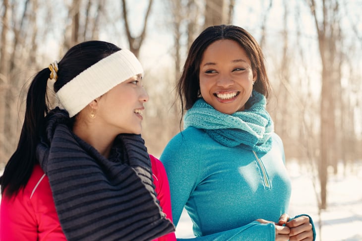 Women working out in winter