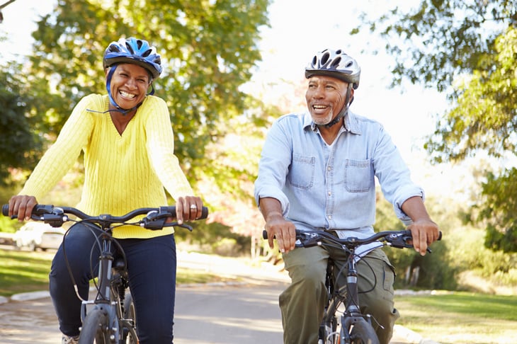 Senior Couple bicycle Cycle african american black elder