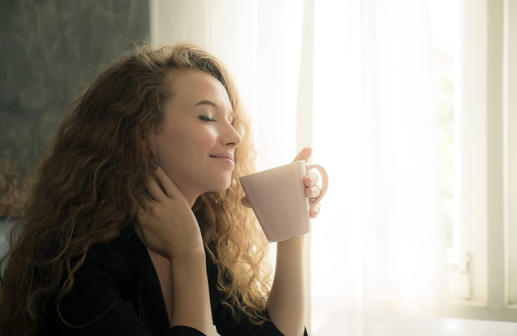 Woman drinking coffee