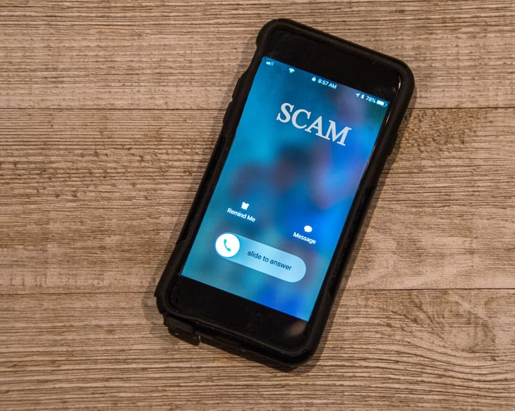 Cell Phone showing scam message
