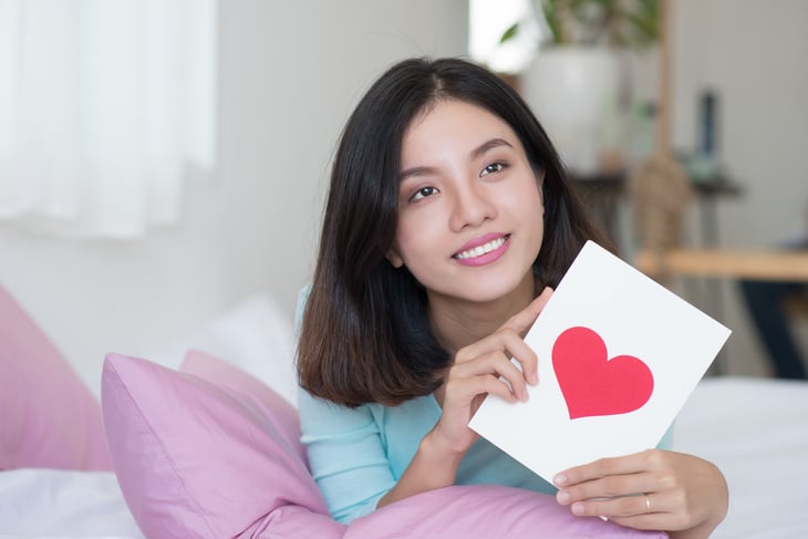 Woman with Valentine's card