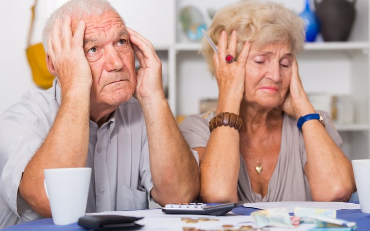 A senior couple stressed about Social Security