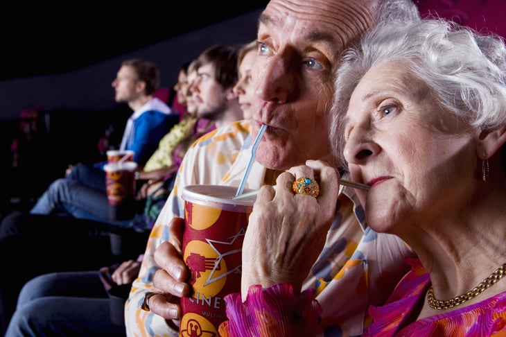 Senior couple at the movies