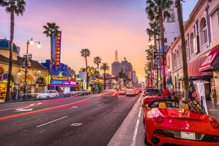 Traffic on Hollywood Boulevard