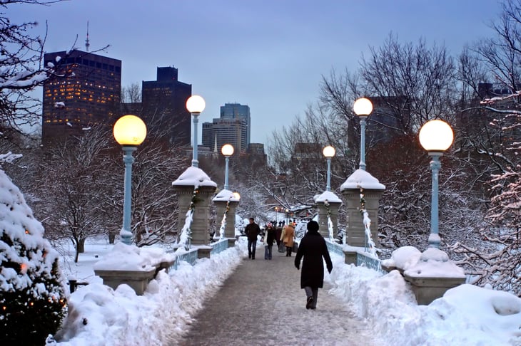 Snowy winter at Boston, Massachusetts