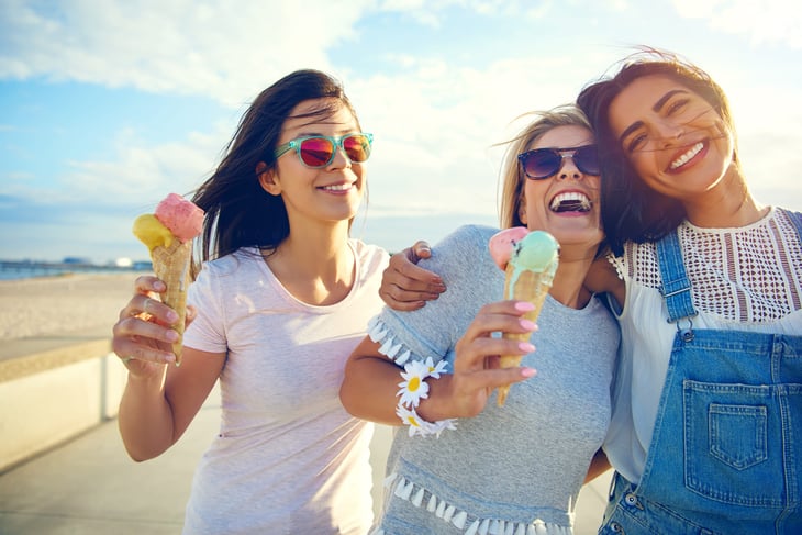 Women eating ice cream