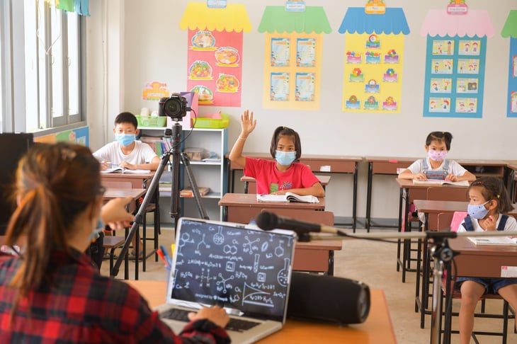 Students in a classroom during the pandemic