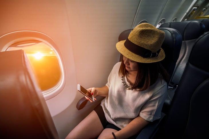 Passenger on airplane