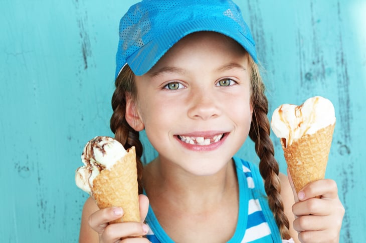 Girl with ice cream cones
