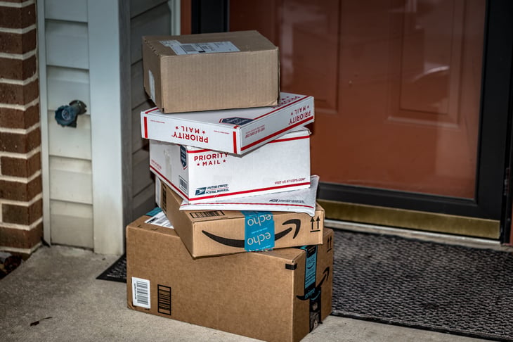 Packages delivered to a front door