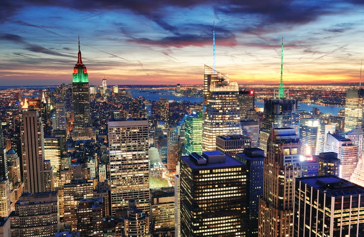 NYC New York City skyline at night