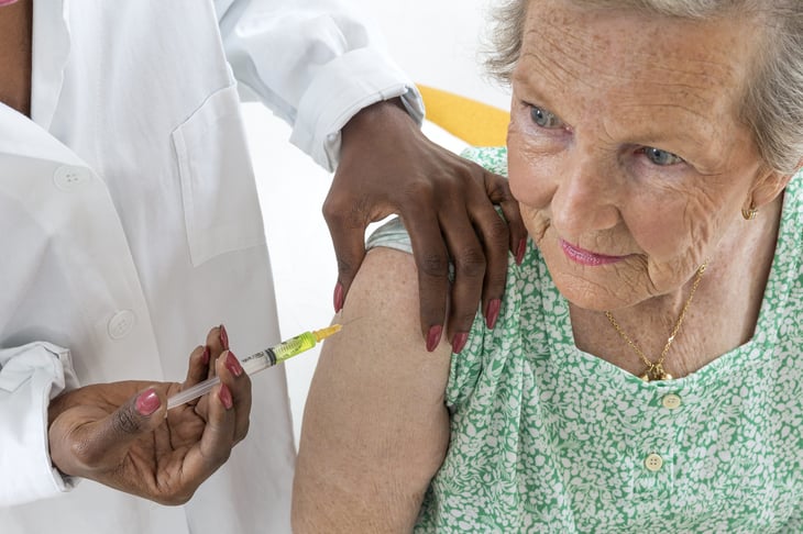 Woman getting a flu shot