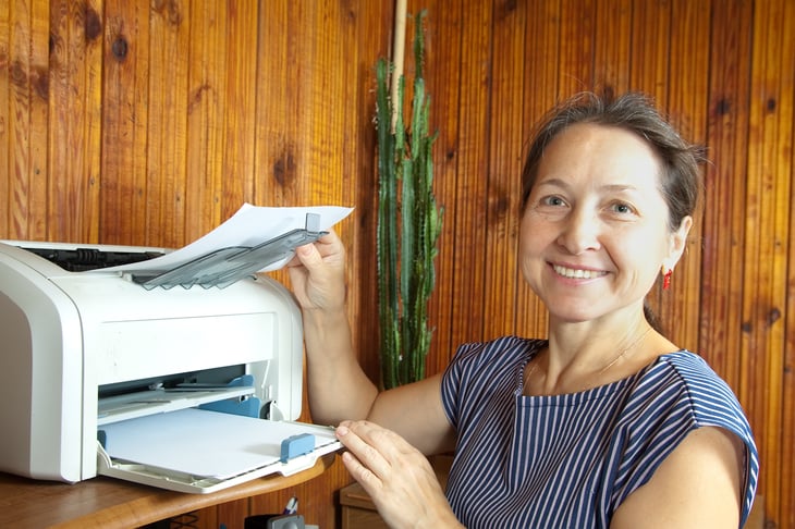 Woman with printer