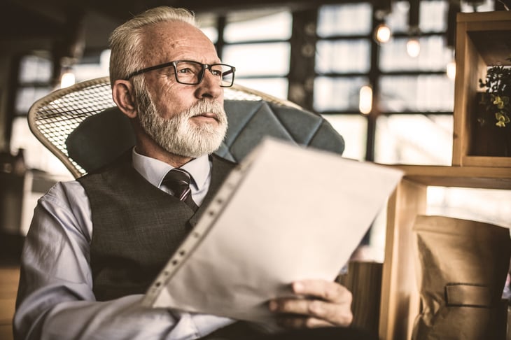 A senior man at work