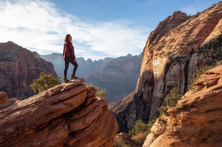Woman hiking in Zion National Park