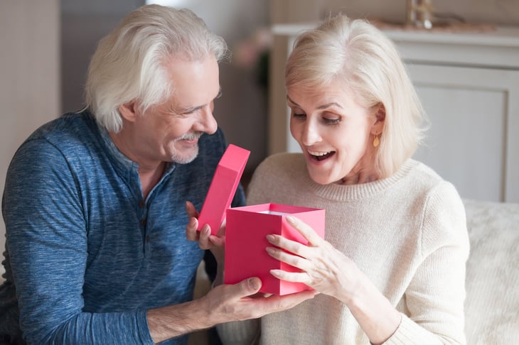 Man giving a gift to a woman