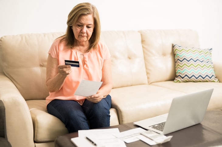 A woman in credit card debt