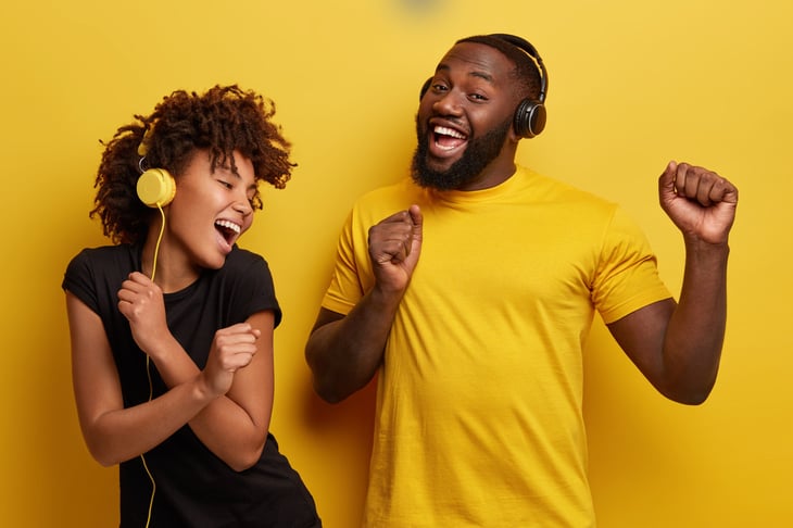 Couple listening to music