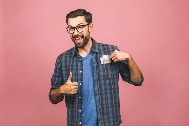 Happy man with money