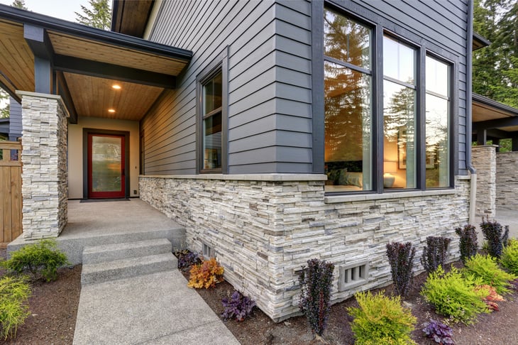 Exterior of a house with stone veneer