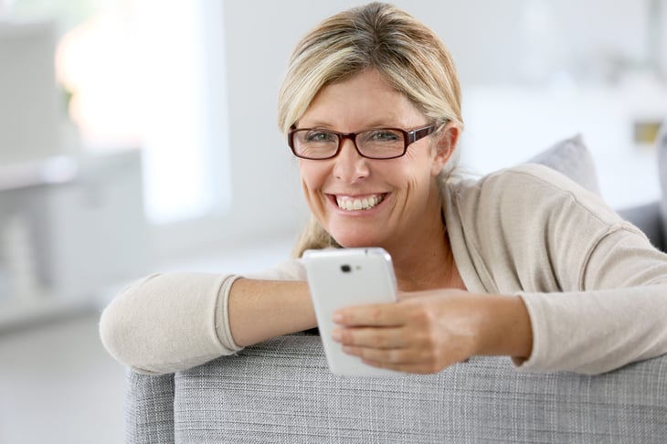 Woman with reading glasses