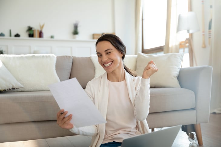 Woman happy with her free tax filing online