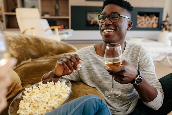 man drinking wine