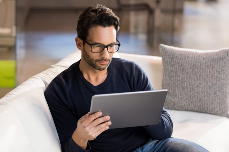 man using a tablet