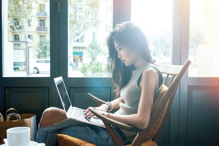 Freelance worker using her laptop