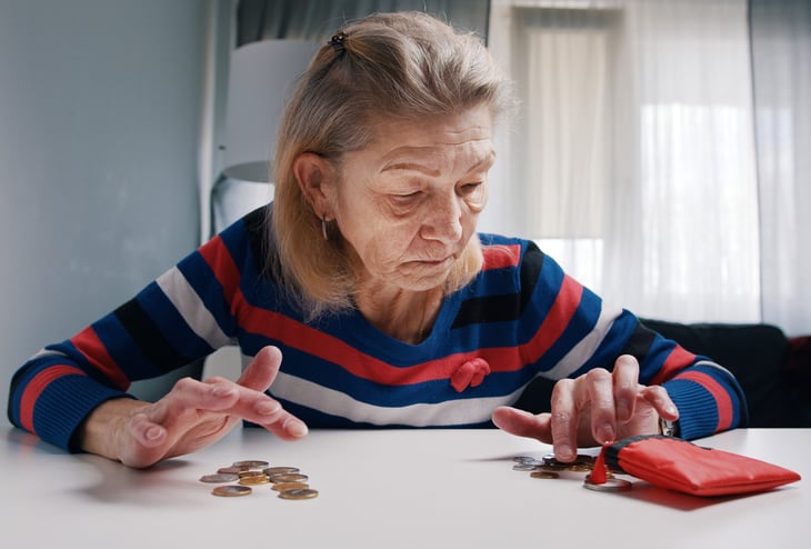 Poor senior counting change