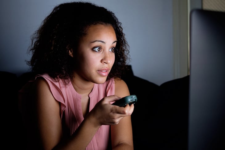 Young woman watching streaming TV