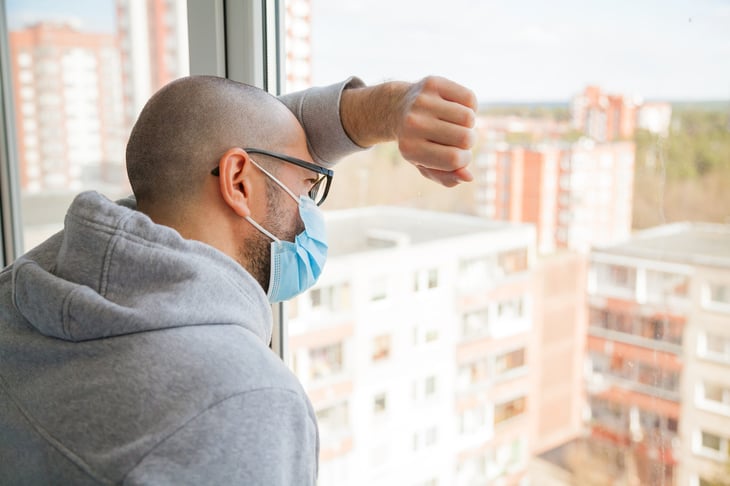 man quarantined at home