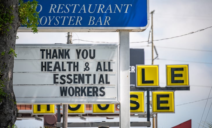 Thank you sign for health and essential workers
