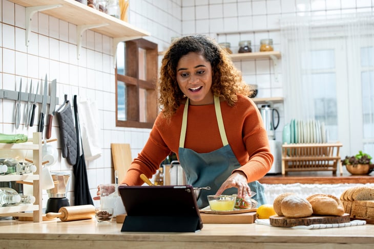 Woman cooking at home