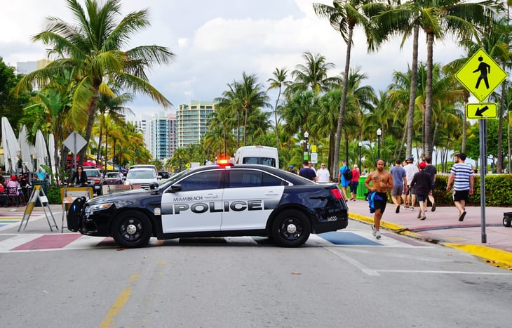 Police patrol car in Miami Beach, Florida